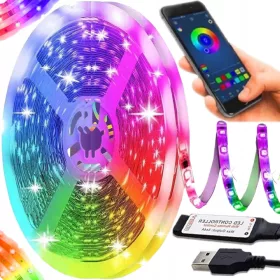  RGB 5050 LED szalag 5M TÖBBSZÍN TELEFONOS ALKALMAZÁSSAL VEZETÉS USB ZENE