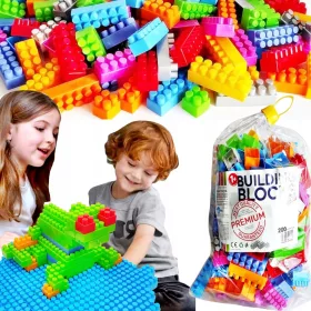    NAGY BLOKK KÉSZLET ÉPÍTÉSI BLOKKOK 200 EL GYÖNYÖRŰ ÉLŐ SZÍNEK