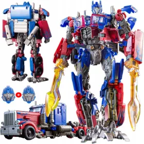    AUTÓROBOT 2 az 1-ben OPTIMUS PRIME JÁTÉK MINDKÉT KÉZÉBEN EGY KARDOT TART 2x MASZK