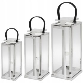    LÁMPÁK, LÁMPÁK, KERTI GYERTYAÁLLVÁNYOK, LÁMPÁS, 3 db-os SZETT, EZÜST