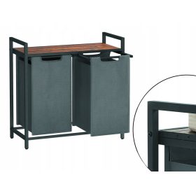   Ruhakosár - Vasagle szabadon álló szennyeskosár 92 l, fekete és szürke