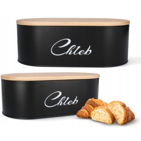    Chomik Cook Line kenyérdoboz deszkával, fekete, barna és bézs árnyalatú fém