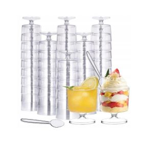   Eldobható étkészlet - POHÁR ÉS FAGYI DESSZERT csészék 200 ml + KANÁL 50 db