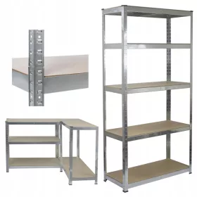   Fém raktár garázskapocs [180x90x40cm] Szilárd [polcok: MDF: 4mm]