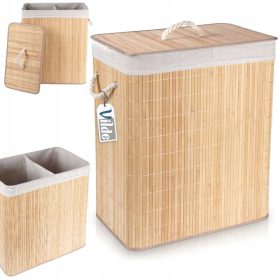   Ruhakosár - Vilde szabadon álló szennyeskosár, 90l, barna és bézs árnyalatok