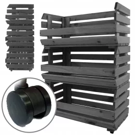   Fából készült zöldségláda, zöldséges láda, gyümölcstartó, KEREKEK