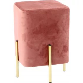   Rózsaszín négyzet alakú pouf arany lábakon 28 x 28 x 42 cm velor