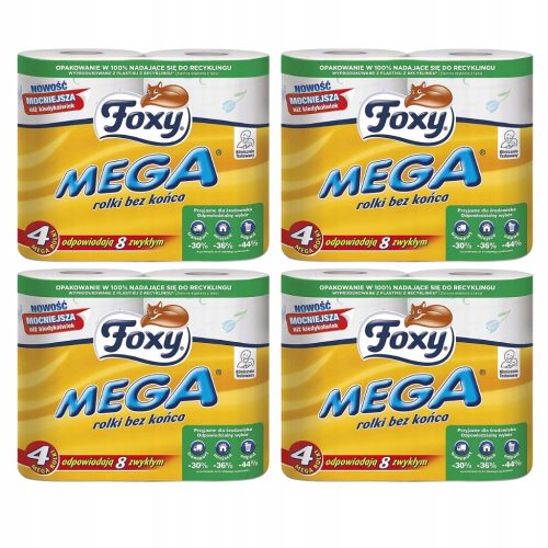 Vécé papír - Foxy Mega WC -papír 4 görgők hosszú 3 rétegkészlet x4