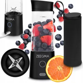   Zeegma Cup Blender vezeték nélküli hordozható USB 300 W fekete + ZE-VITAMINE GO tok