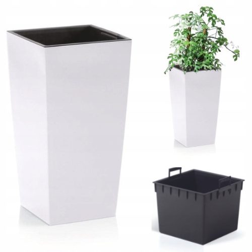  Prosperplast virágcserép 32,5 cm x 32,5 x 61 cm átmérő 35 cm műanyag fehér
