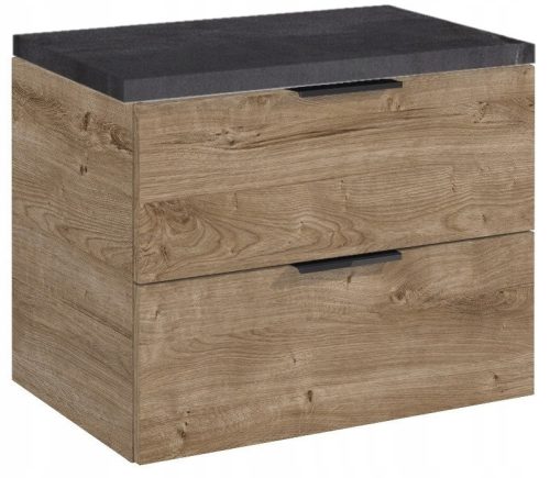 Canela tölgy fürdőszoba szekrény, fehér kerettel 60 cm