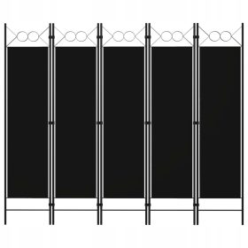 Lakás paraván - 5 paneles képernyő, fekete, 200 x 180 cm