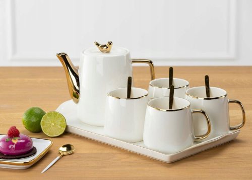 Porcelán edények - HowHomely Noah White Gold tea és kávé szolgáltatás 10 db.