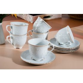   Porcelán edények - Tea és kávé felszolgálás Ćmielów Rococo Złota Linia 3604 18 db.
