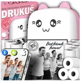    DRUKUŚ Mini Thermal Photo Printer Hordozható EREDETI 11 GÖRGŐS RÓZSASZÍN