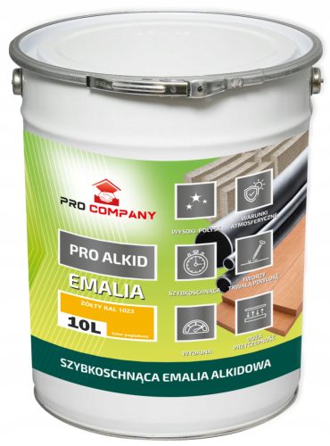 PRO ALKID Gyorsan száradó alkid zománc 10l sárga RAL 1023