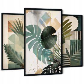   Falfestészet - 3 képből álló készlet nappaliba, hálószoba falába, vastag LUX triptichon keretbe