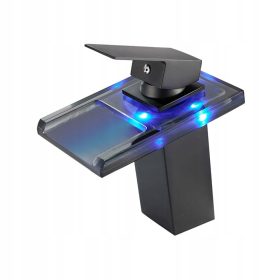   LED fürdőszobai mosogató csaptelep RV kád csaptelep vízesés egy fekete