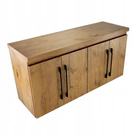    Fürdőszoba akasztós szekrény készlet pulttal, komód a mosdó alatt, tölgy tetőtér 120