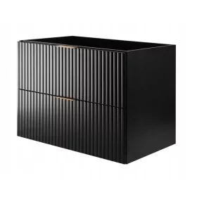    Fekete fürdőszobai szekrény mosdóhoz 80 lakkozott, barázdált előlapokkal