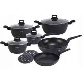    Klausberg Zest edénykészlet. Márvány edények + Serpenyők, alumínium tartozékok 12 db.