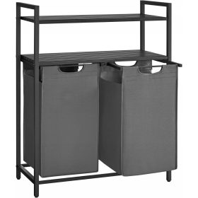   Ruhakosár - Vasagle szabadon álló szennyeskosár 92l, fekete, szürke és ezüst árnyalatai