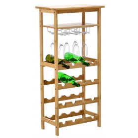   Bortartó - BORÁLLVÁNY BAMBUSZ POLC ÜVEGTARTÓ POLC 47x29x100 CM