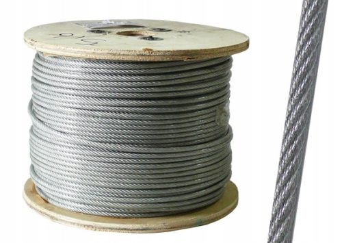 100m kötél PVC acél kábel 6mm 6x19+FC horganyzott