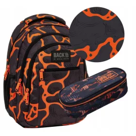    Tartós többrekeszes iskolai hátizsák, fekete, Shades of Orange, 26 l