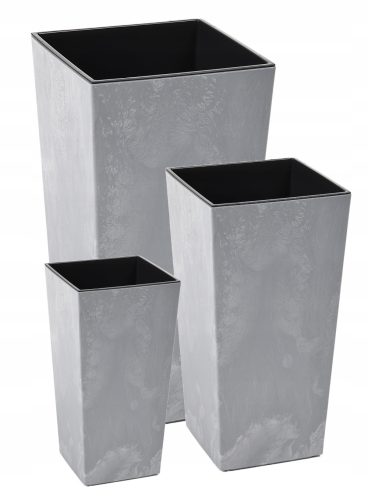  Lamela virágcserép 25 cm x 25 x 47 cm átmérő 25 cm műanyag szürke és ezüst árnyalatok + 2 egyéb termék