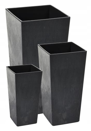  Lamela virágcserép 25 cm x 25 x 47 cm átmérő 25 cm műanyag fekete + 2 egyéb termék