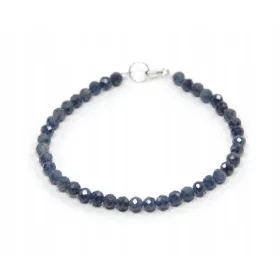    Karkötő természetes zafírral, fazettált golyókkal, 4mm ezüsttel