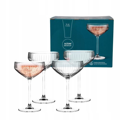  Martini poharak, pezsgőspoharak, koktélos poharak Altom Design Plisse átlátszó 300ml 4 db.