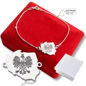    Ezüst Hazafias Lengyelország karkötő Eagle on a Chain 925