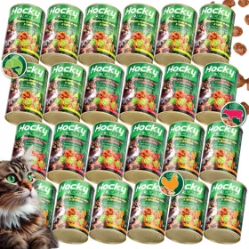    Nedves macskaeledel 24 x 415g Macskakonzerv Ízek keveréke HOCKY CAT 75% hús