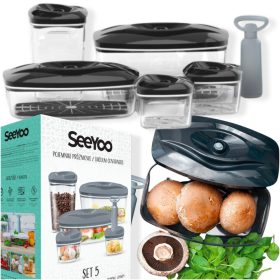   Élelmiszertartó - 5 db légmentesen záródó élelmiszertartó SeeYoo fekete + MAMA-MARGARET RENDELÉSI ÚTMUTATÓ