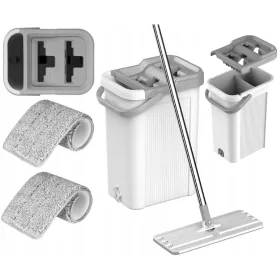   Vödör és lapos felmosó SZILÁRD MOP ÉS VÖRÖS SZETT TESSA TSA0046 TARTÓS PADLÓMOSÓ KÉSZLET