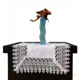   Abrosz, futó - Asztali futó, fehér, krémszínű, 150 x 60 cm