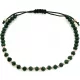  585 arany karkötő, arany és sötétzöld golyók 14kt fekete zsinóron