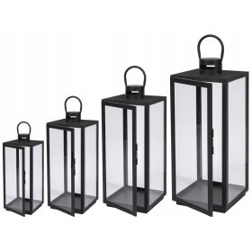   Lámpások - LÁMPÁK, LÁMPÁK, KERTI GYERTYAÁLLVÁNYOK, GRÁNÁK, 4 db-os SZETT, MATT FEKETE