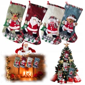    4X KARÁCSONYI ZOKNI AJÁNDÉK Nagy dísz KANDALLÓHOZ Ablakdísz