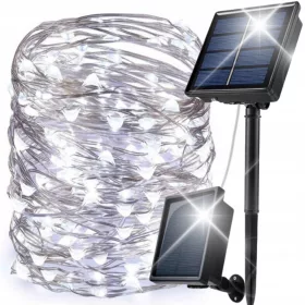    SOLAR KERTI KARÁCSONYI LÁMPÁK GARLAND 100 LED KÜLTÉRE ÉS BELSŐRE