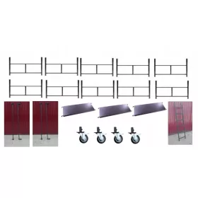   Varsói állványzat - 10 darab + 4 nagy kerék + 3 felső + keresztléc + kapaszkodók + létra