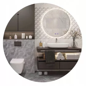   Fürdőszoba tükör - Tutumi fali tükör, kör, műanyag keret, 600 x 600 mm