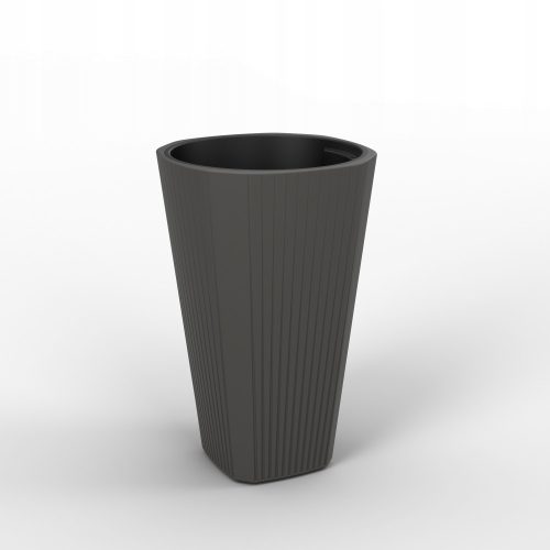  Lamela virágcserép 61 cm x 39 x 61 cm átmérő 39 cm műanyag szürke és ezüst árnyalatok