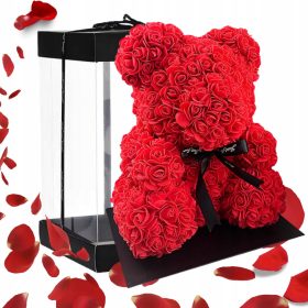   Virág dekoráció - RÓZSA MEDVE RÓZSÁVAL XXL ÖRÖK RÓZSA NAGY 30cm-es RÓZSASZIRMOK VALENTIN-NAPI AJÁNDÉK