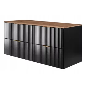    Fekete Rodan fürdőszobai szekrény mosdóhoz 120 lakkozott, hornyolt előlapok munkalap