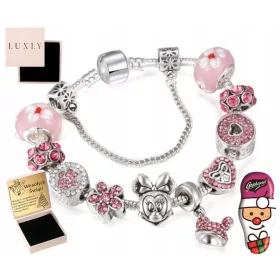    NŐI 925 EZÜST MICKEY MOUSE MODULAR CHARMS karkötő gravírozással