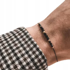    Fekete karkötő Hold cérnával, fekete turmalin, védő talizmán amulett