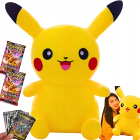    PIKACHU POKEMON PLÜS KABÁLA NAGY XXL 65 CM + 2× Pokemon kártyák OBSIDIAN FLAMES 1 tasak 10 kártya